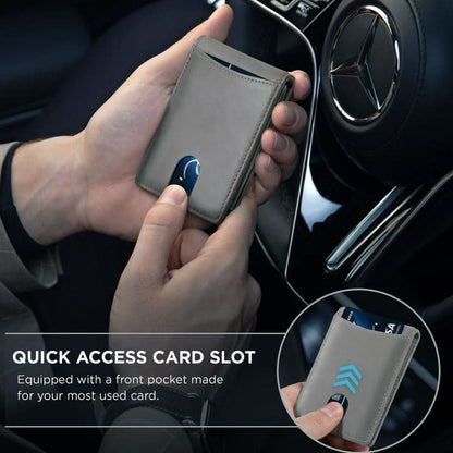 Ultra - thin Fashion Anti - theft Brush Wallet Leather Drawstring Card Case Short Bifold Men's Wallet - DOROCHEY