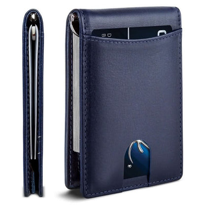 Ultra - thin Fashion Anti - theft Brush Wallet Leather Drawstring Card Case Short Bifold Men's Wallet - DOROCHEY