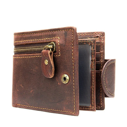 Vintage Crazy Horse Leather Bifold Wallet - DOROCHEY
