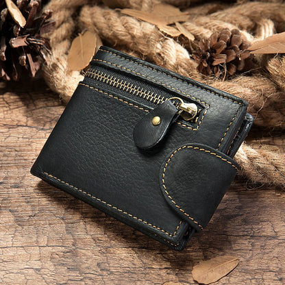 Vintage Crazy Horse Leather Bifold Wallet - DOROCHEY