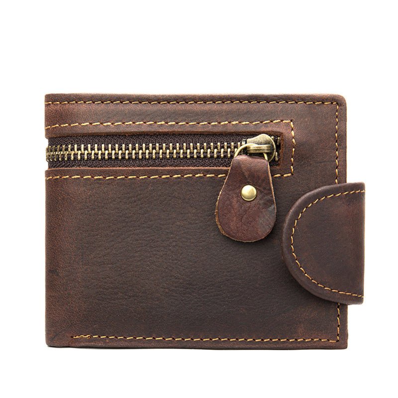 Vintage Crazy Horse Leather Bifold Wallet - DOROCHEY