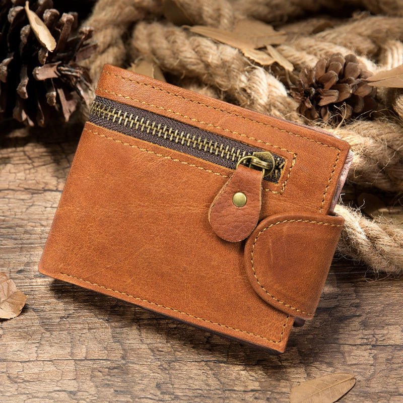Vintage Crazy Horse Leather Bifold Wallet - DOROCHEY