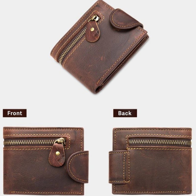 Vintage Crazy Horse Leather Bifold Wallet - DOROCHEY