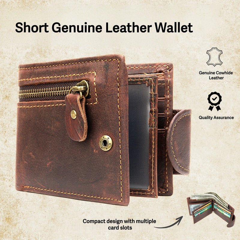 Vintage Crazy Horse Leather Bifold Wallet - DOROCHEY