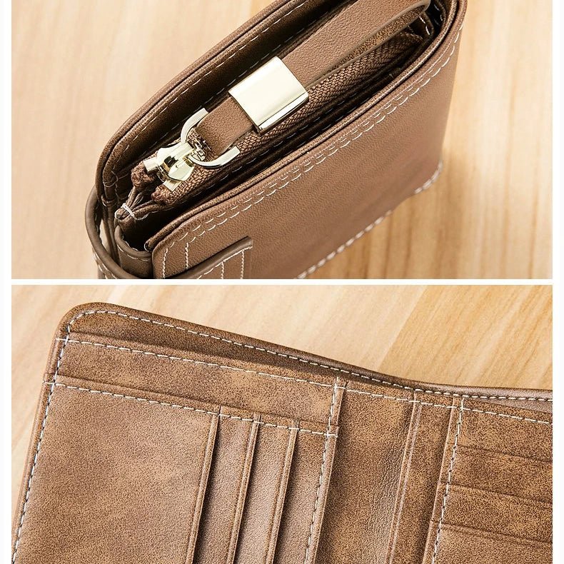 Vintage Oil - Wax Leather Trifold Wallet - DOROCHEY