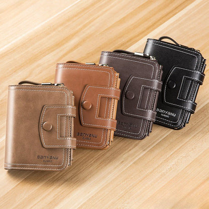 Vintage Oil - Wax Leather Trifold Wallet - DOROCHEY