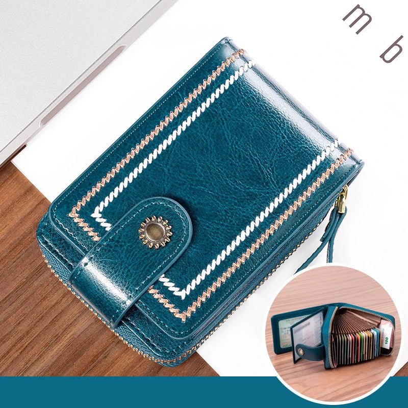 Waxed Leather RFID Accordion Card Holder - DOROCHEY