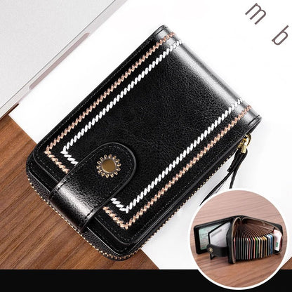 Waxed Leather RFID Accordion Card Holder - DOROCHEY