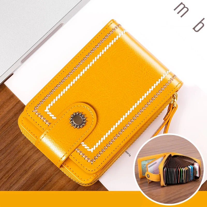 Waxed Leather RFID Accordion Card Holder - DOROCHEY