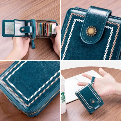Waxed Leather RFID Accordion Card Holder - DOROCHEY