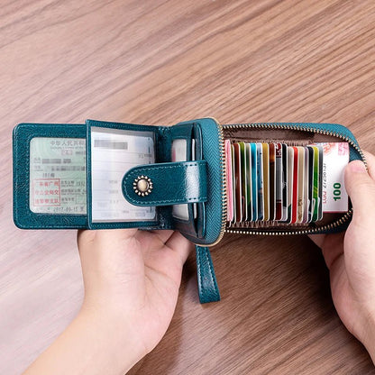 Waxed Leather RFID Accordion Card Holder - DOROCHEY