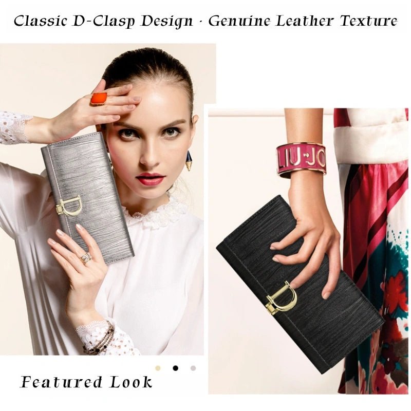 Women's D - Clasp Genuine Leather Wallet - DOROCHEY