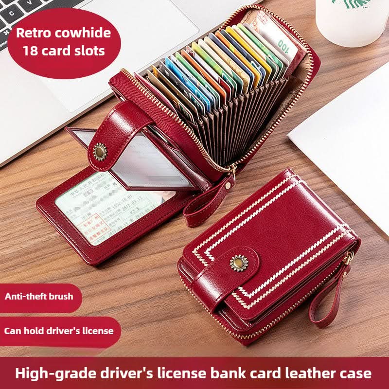 Women's Leather Driver's License Holder Multi - card ID Card Holder Bank Card Holder - DOROCHEY