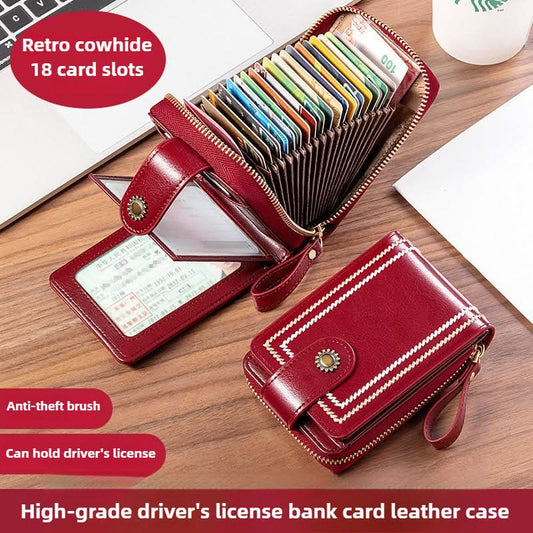 Women's Leather Driver's License Holder Multi - card ID Card Holder Bank Card Holder - DOROCHEY